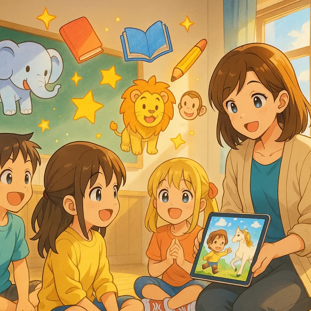 Teacher reading story to students